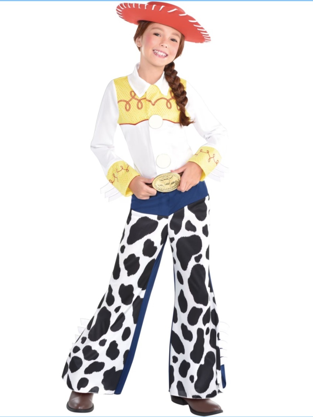 Disney Pixar Toy Story Jessie Cow Print Jumpsuit with Hat Costume Sz Medium 8-10